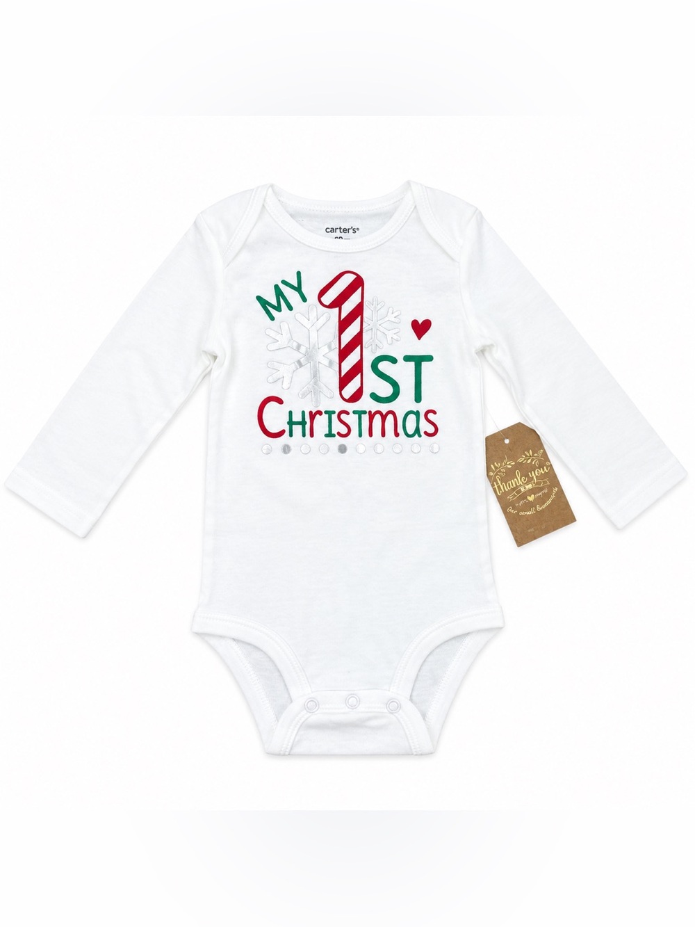 NWT Carter’s Baby My 1st Christmas Long Sleeve Bodysuit 12M Candy Cane